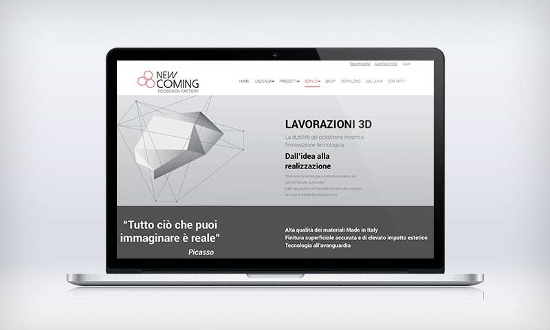 Sito web new coming pagina lavorazioni 3d
