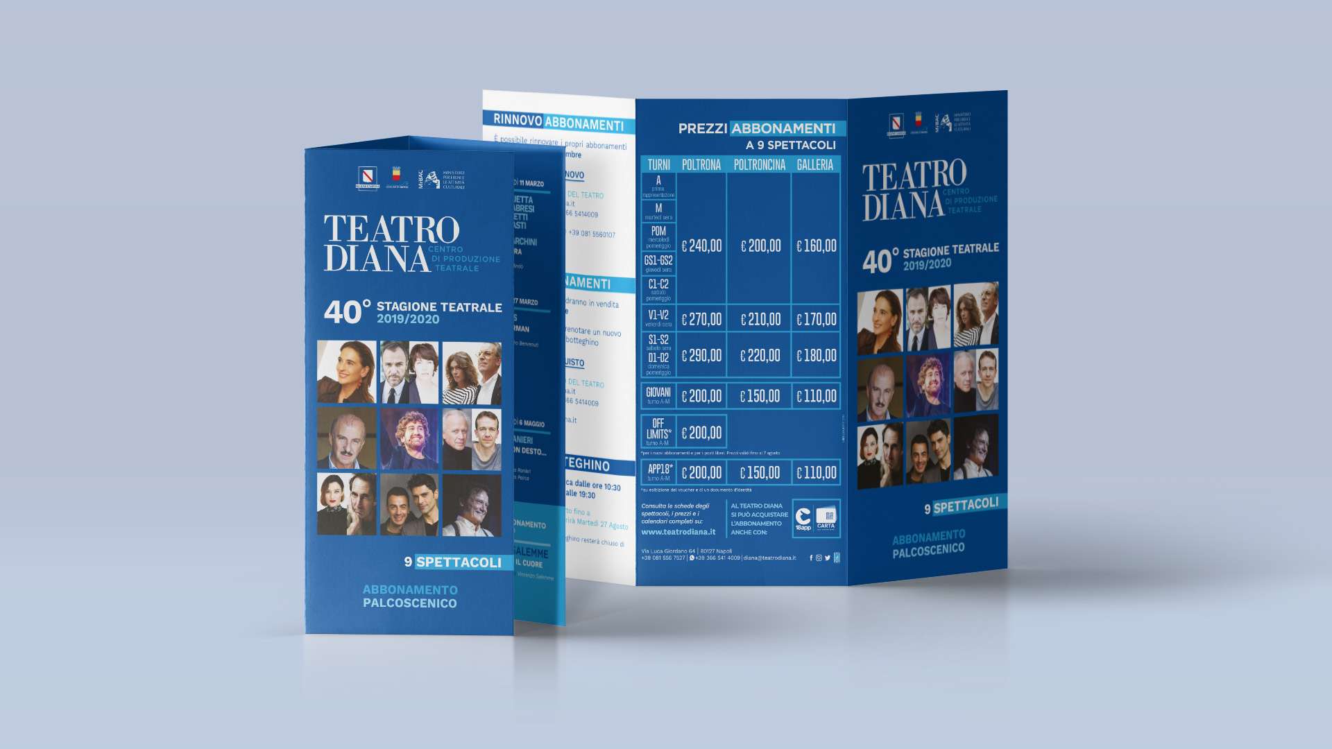 Teatro Diana - Depliant 3 ante - Agenzia di comunicazione Napoli - Libellula Grafica Lab